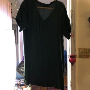 Green silk T-shirt dress